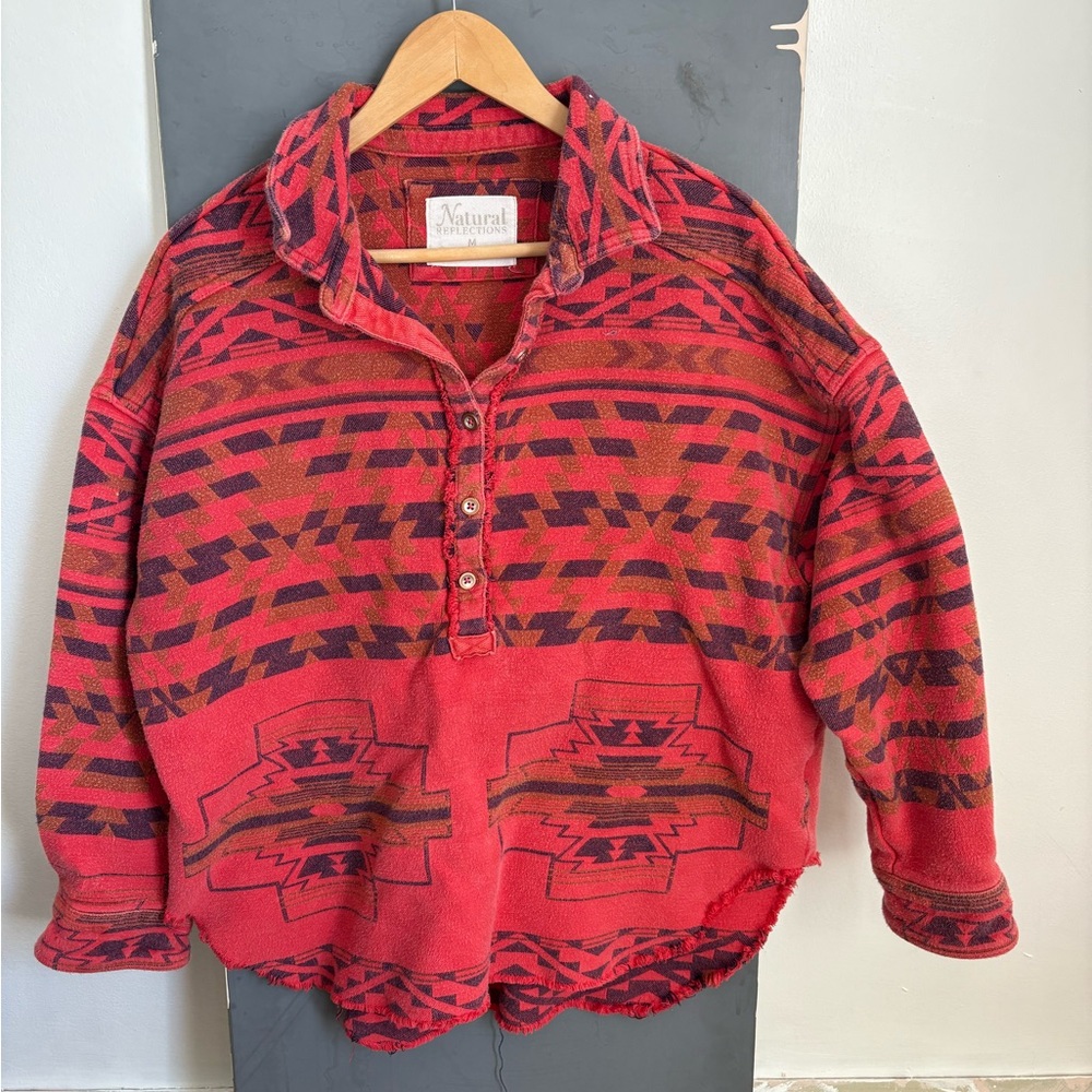Natural Reflections Red and Black Patterned Sweatshirt